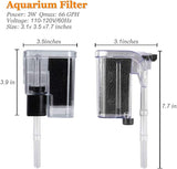 PULACO Ultra Quiet Aquarium Hang on Filter (66GPH 3W), Small Fish Tank Filter for 2 to 8 Gallons Fish Tank